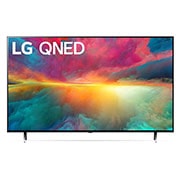 A front view of the LG QNED TV with infill image and product logo on