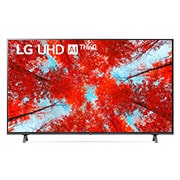 A front view of the LG UHD TV with infill image and product logo on