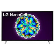 75NANO85UNA-A front view of the LG NanoCell TV and a QR code which links to LG TV AR (http://www.lgtvism.com/lgtvar)