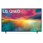 A front view of the LG QNED TV with infill image and product logo on