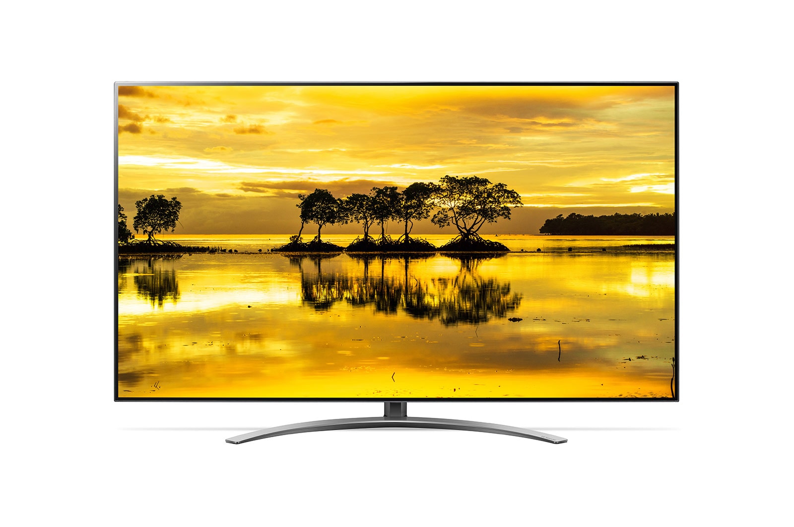 Front view of 75” LG NanoCell TV SM9070 ThinQ AI 75SM9070PUA