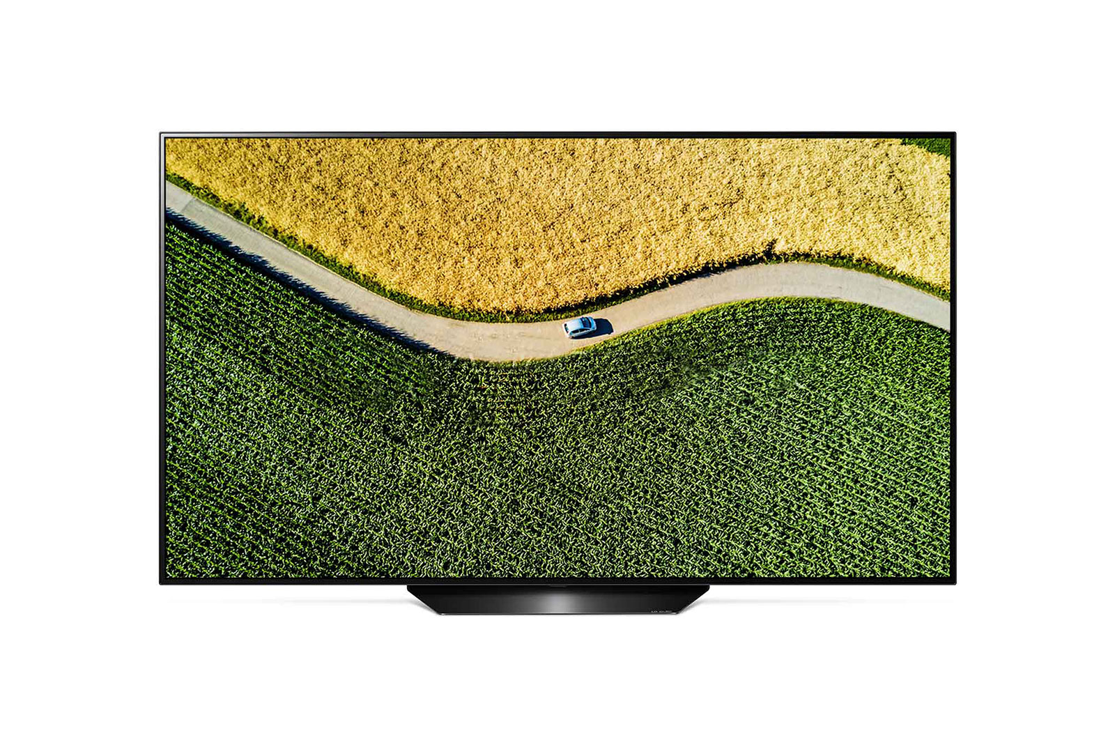 Front view of 55” LG OLED TV B9 ThinQ AI OLED55B9PUA