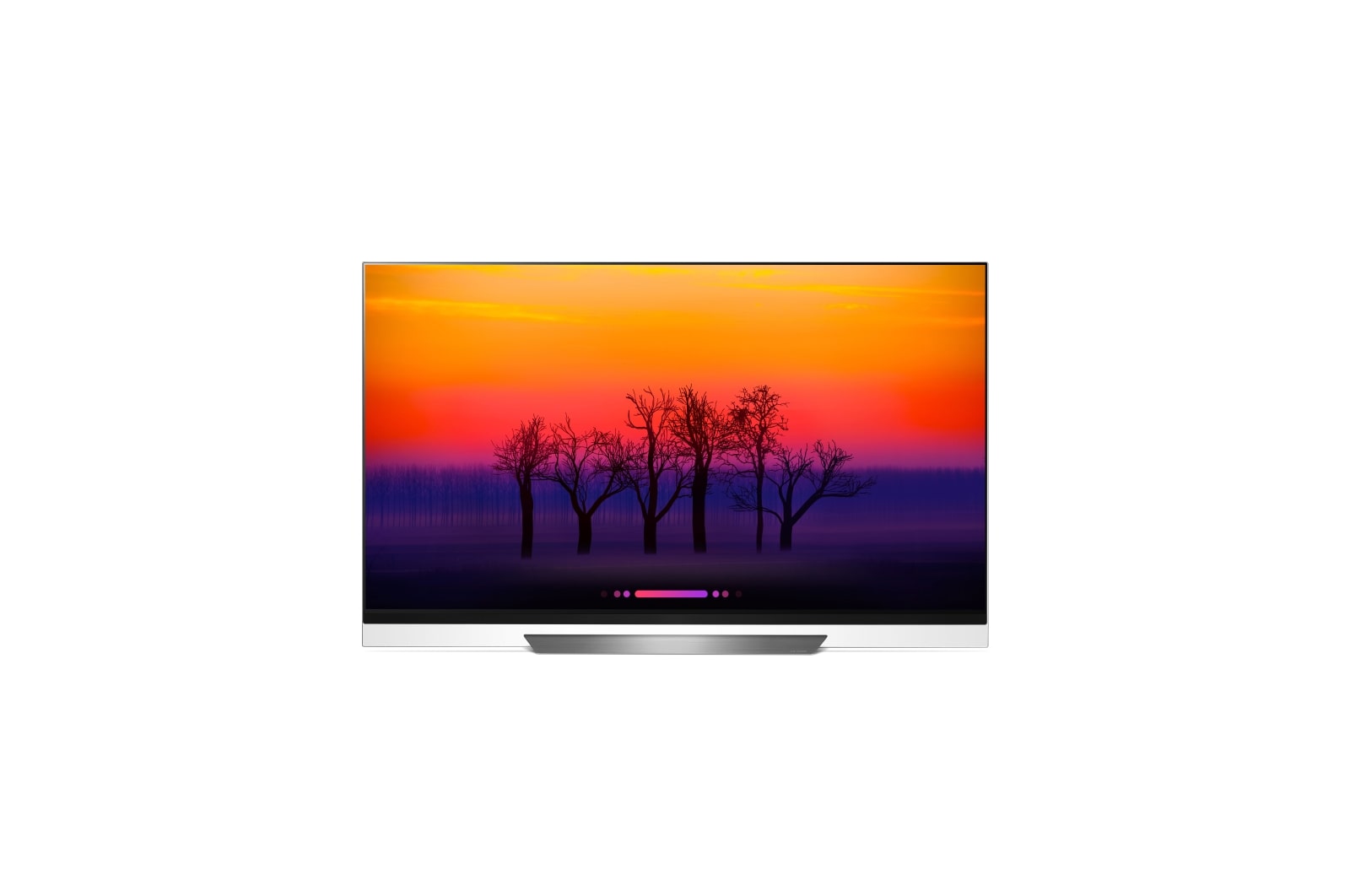 Front view of 55” E8 LG OLED TV w/ThinQ AI OLED55E8PUA