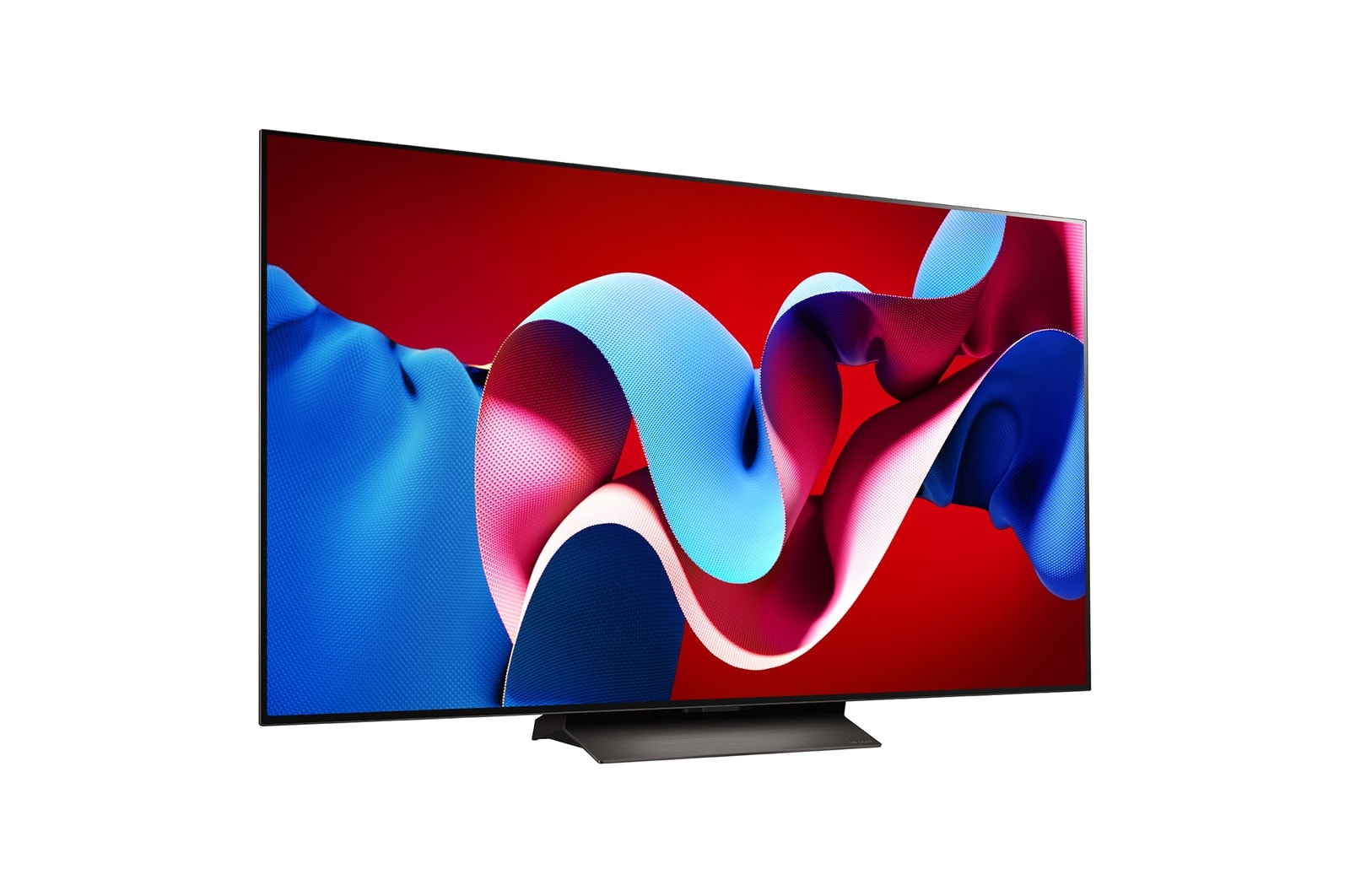 Slightly-angled right-facing side view of LG OLED evo TV, OLED C4