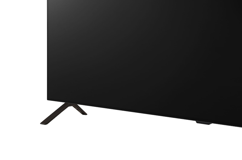 Close-up image of LG OLED TV, OLED B4 from the base, showing 2-pole stand