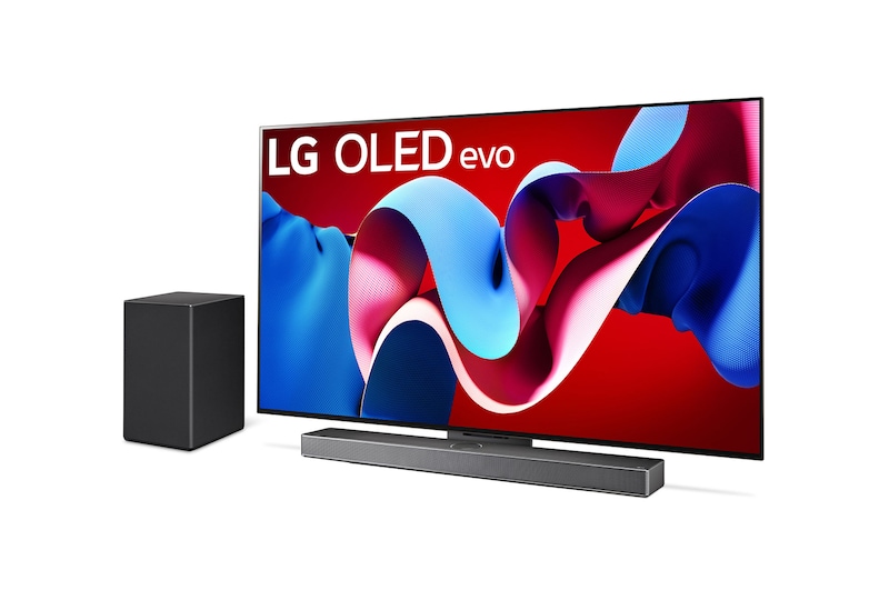 front view of OLED TV and sound bars