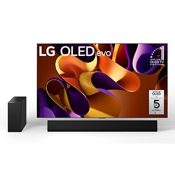 front view of OLED TV and sound bars