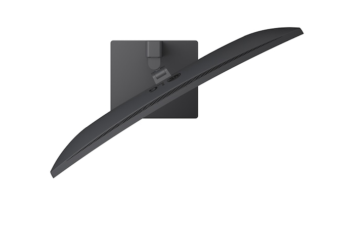 Side view of monitor stand with screen tilted forward