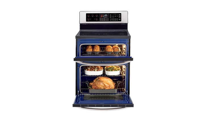 Front view of 6.7 cu.ft. Double Oven Electric Range (Upper: 2.32 cu.ft. / Lower: 4.38 cu.ft.) LDE3017ST