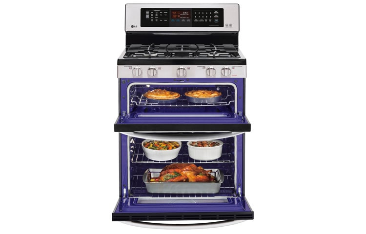 LG 6.1 cu. ft. Large Capacity Gas Double Oven Range with Infrared Grill, LDG3037ST