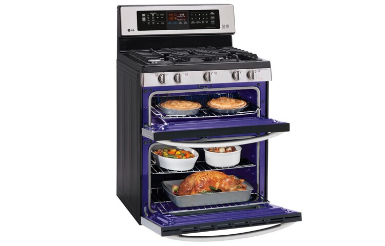 LG 6.1 cu. ft. Large Capacity Gas Double Oven Range with Infrared Grill, LDG3037ST