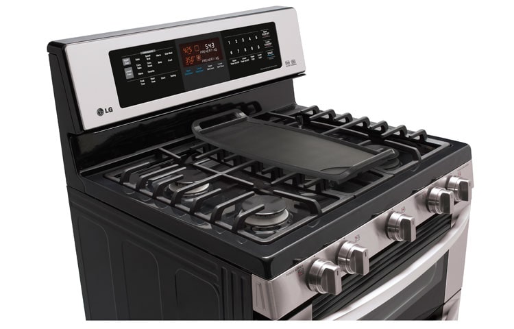 LG 6.1 cu. ft. Large Capacity Gas Double Oven Range with Infrared Grill, LDG3037ST