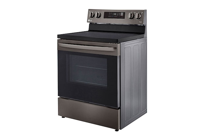LG 30" Elec. 6.3 cu ft. Range | Fan Convection, Air Fry , EasyClean®& Smart, Black Stainless, Freestanding, LREL6323D