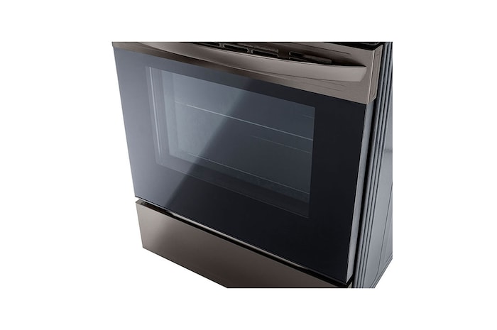 LG 30" Elec. 6.3 cu ft. Range | Fan Convection, Air Fry , EasyClean®& Smart, Black Stainless, Freestanding, LREL6323D