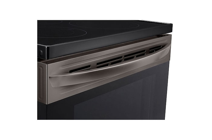 LG 30" Elec. 6.3 cu ft. Range | Fan Convection, Air Fry , EasyClean®& Smart, Black Stainless, Freestanding, LREL6323D