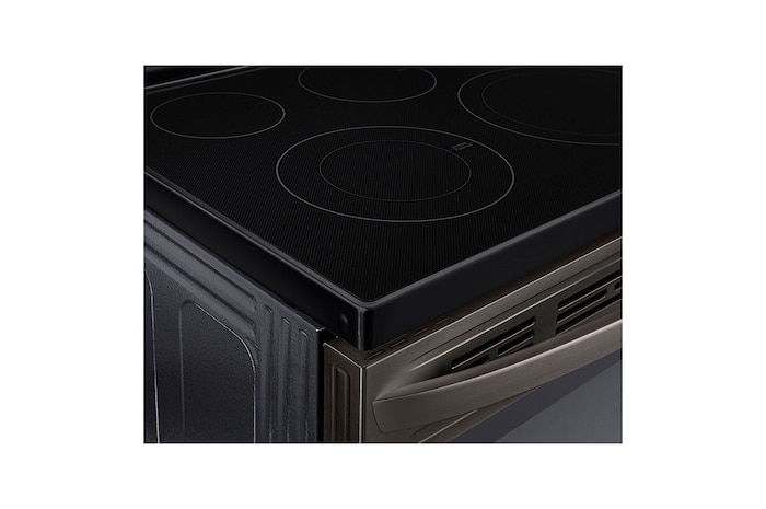 LG 30" Elec. 6.3 cu ft. Range | Fan Convection, Air Fry , EasyClean®& Smart, Black Stainless, Freestanding, LREL6323D