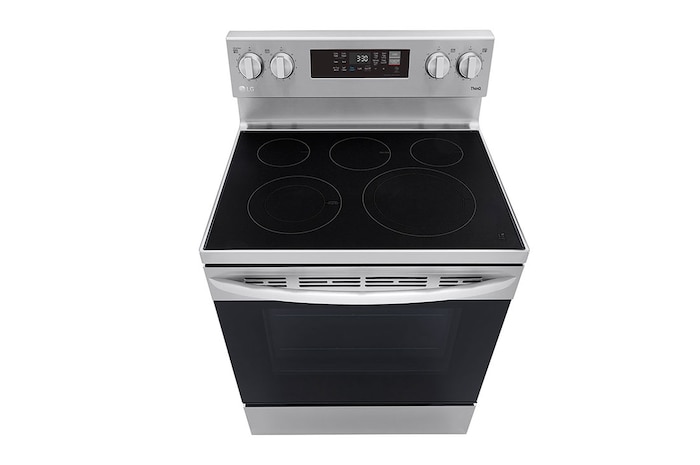 LG 30" Elec. 6.3 cu ft. Range | Fan Convection, Air Fry , EasyClean®& Smart, Stainless, Freestanding, LREL6323S