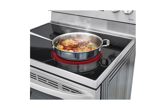 LG 30" Elec. 6.3 cu ft. Range | Fan Convection, Air Fry , EasyClean®& Smart, Stainless, Freestanding, LREL6323S