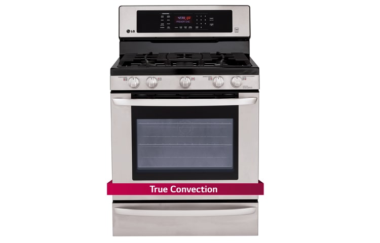 Front view of 5.4 cu. ft. True Convection Gas Range with EasyClean LRG3085ST