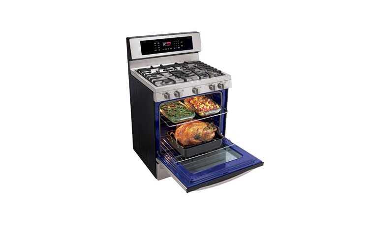 LG 5.4 cu. ft. Large Capacity Premium Free Standing Gas Range with EvenJet™ Convection System and Warming Drawer, LRG3097ST