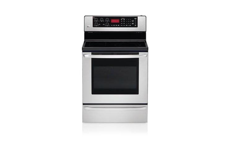 Front view of 5.6 cu. ft. Large Capacity Electric Range with Dual European Convection System LSC5674WS