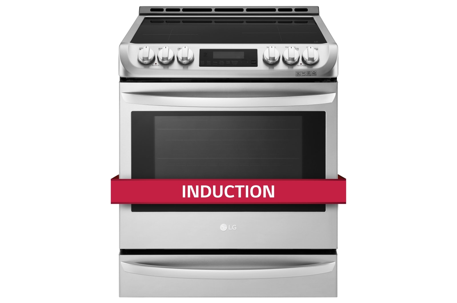 Front view of 6.3 cu. ft. Induction Slide In Range With  ProBake Convection™ and EasyClean® LSE4617ST