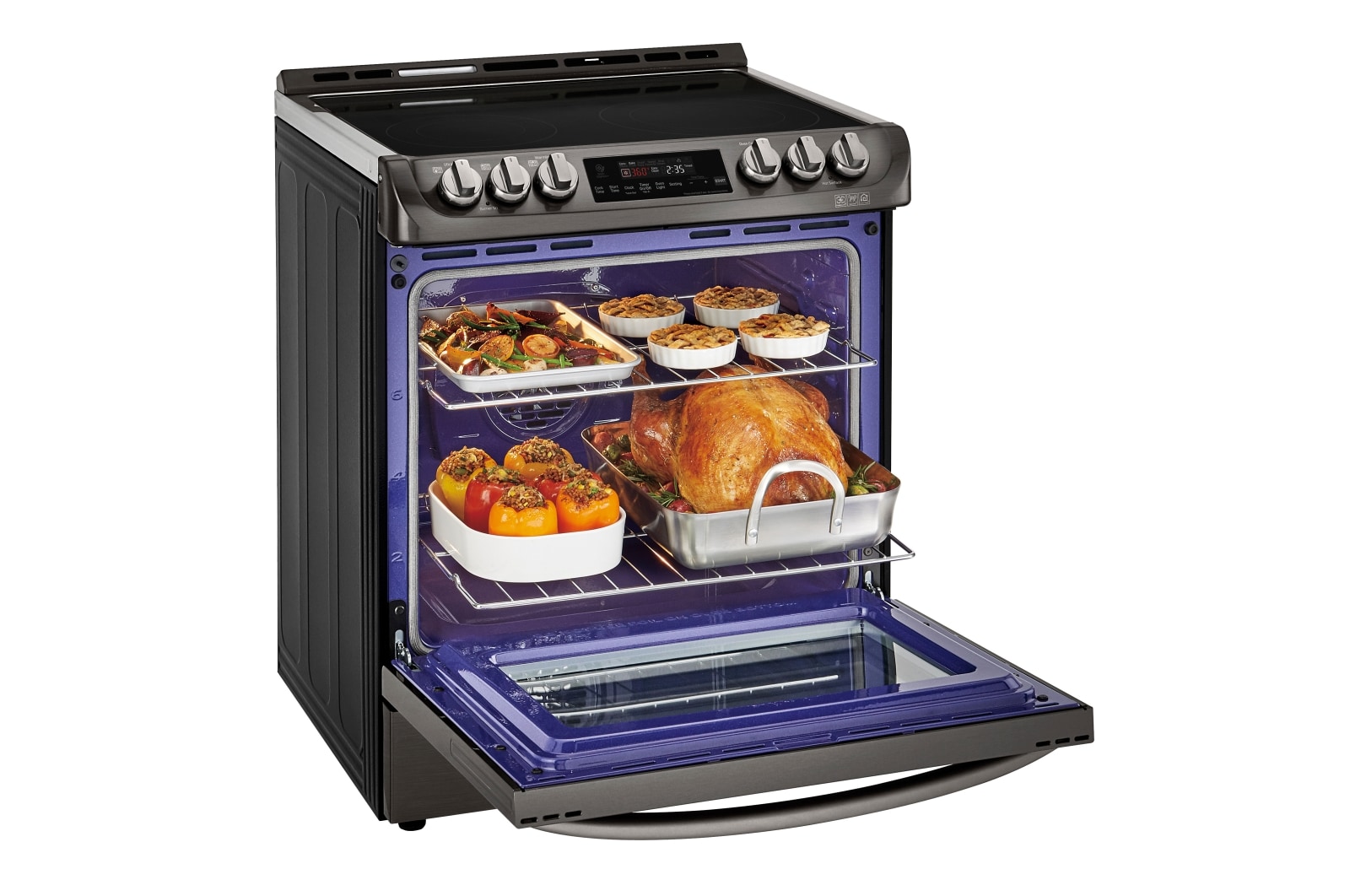 LG 6.3 cu.ft. Black Stainless Steel Series Electric Slide In Range with ProBakeConvection™ , LSE5613BD