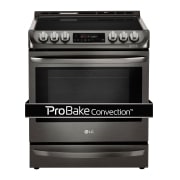 Front view of 6.3 cu.ft. Black Stainless Steel Series Electric Slide In Range with ProBakeConvection™  LSE5613BD