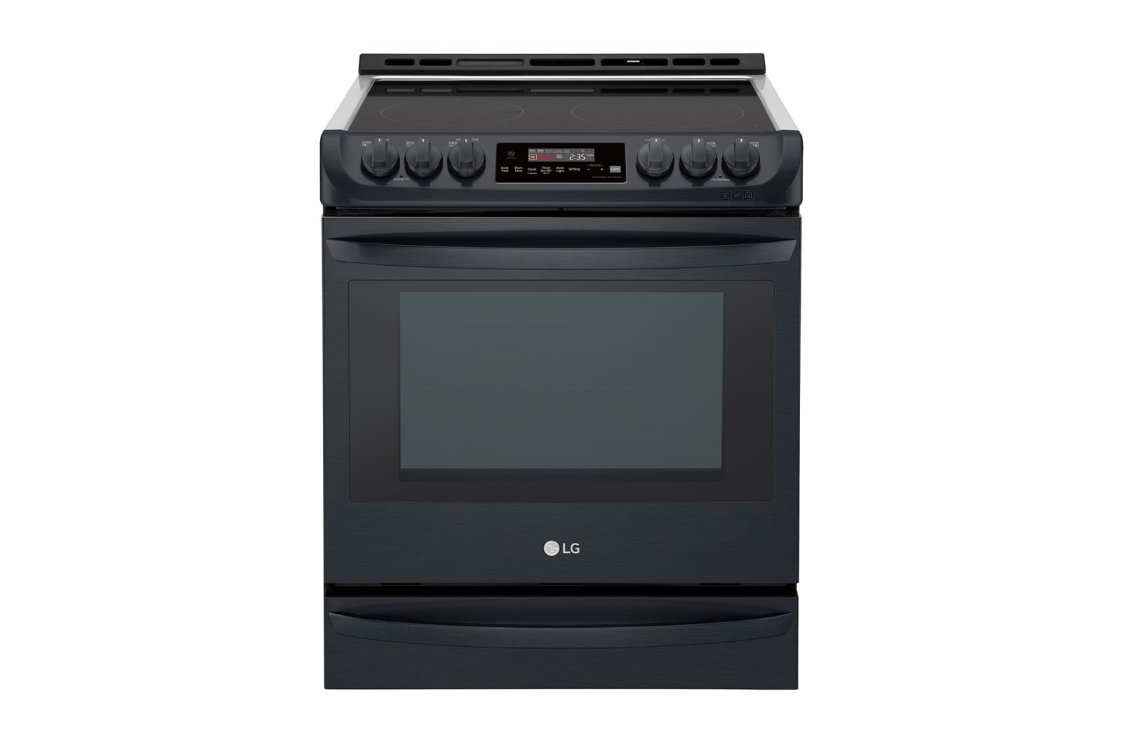 Front view of 6.3 cu.ft. Black Stainless Steel Series Electric Slide In Range with ProBakeConvection™  LSE5613BM