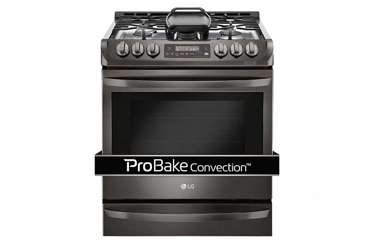 Front view of 6.3 cu. ft. Black Stainless Steel Series Gas Slide In Range With  ProBakeConvection™  LSG5513BD