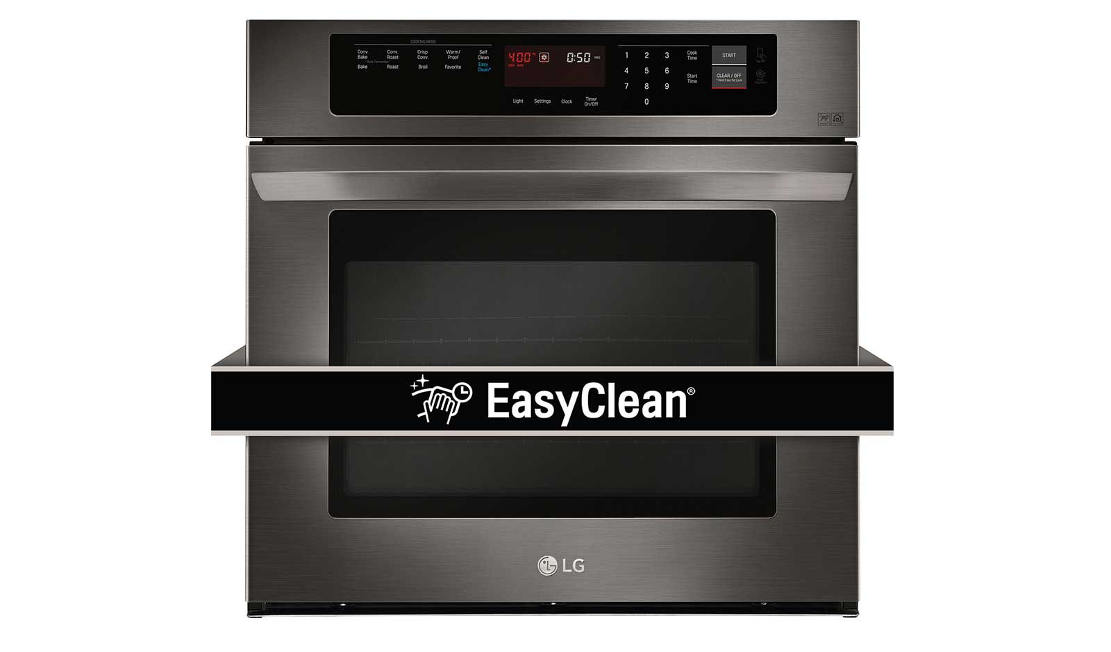 Front view of 4.7 cu.ft. Black Stainless Steel Series Single Wall Oven with EasyClean® LWS3063BD
