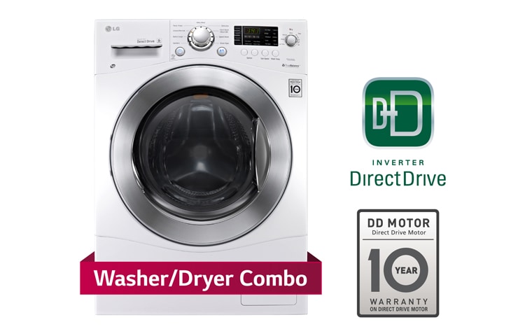Front view of 24 inch, 2.6 cu.ft. All-in-One Front Load Washer / Dryer Combo with 6Motion™ Technology WM3477HW