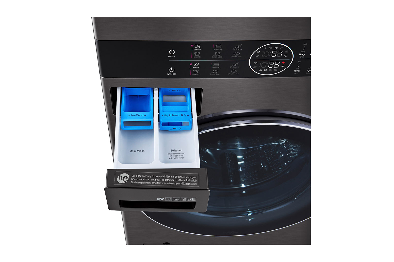 LG Single Unit Front Load LG WashTower<sup>®</sup> with Centre Control™ 5.2 cu. ft. Washer and 7.4 cu. ft. Electric Dryer, WKEX200HBA