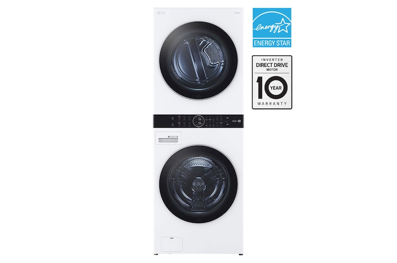 Front view of LG WashTower® with Centre Control™ 5.2 cu. ft. Washer and 7.4 cu. ft. Electric Dryer WKEX200HWA