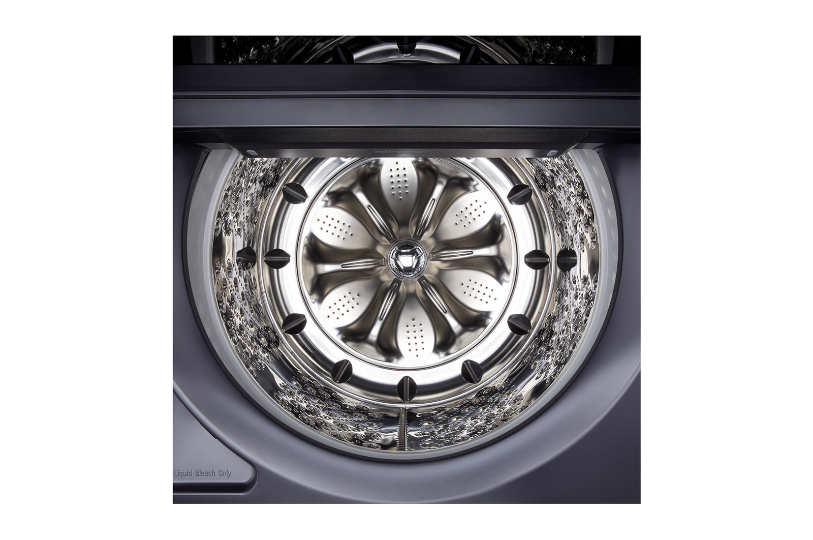 The LG Top Load Washer and Dryer set (WT8600CB) in Black Steel, showcasing the flat-top design and premium finish integrated perfectly beneath the upper cabinetry.