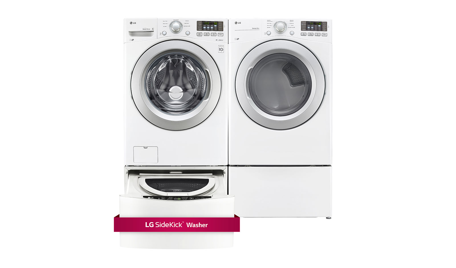 LG 6.3 Total Capacity LG TWINWash™ Bundle with LG SideKick™, WM3270CW_WD100CW_DLE3170W_WDP4W