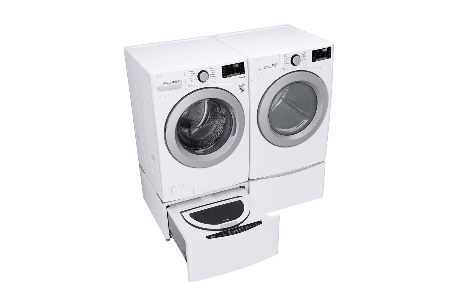 LG 6.3 Total Capacity LG TWINWash™ Bundle with LG Pedestal , WM3500CW_WD100CW_DLE3500W_WDP4W