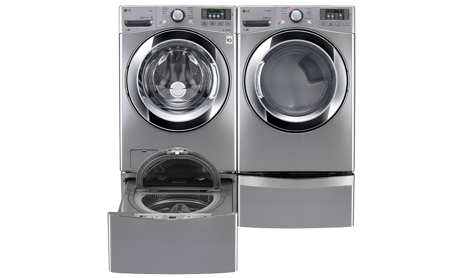 LG 6.3 Total Capacity LG TWINWash™ Bundle with LG SideKick™ and Electric Dryer, WM3670HVA_WD100CV_DLEX3370V_WDP4V