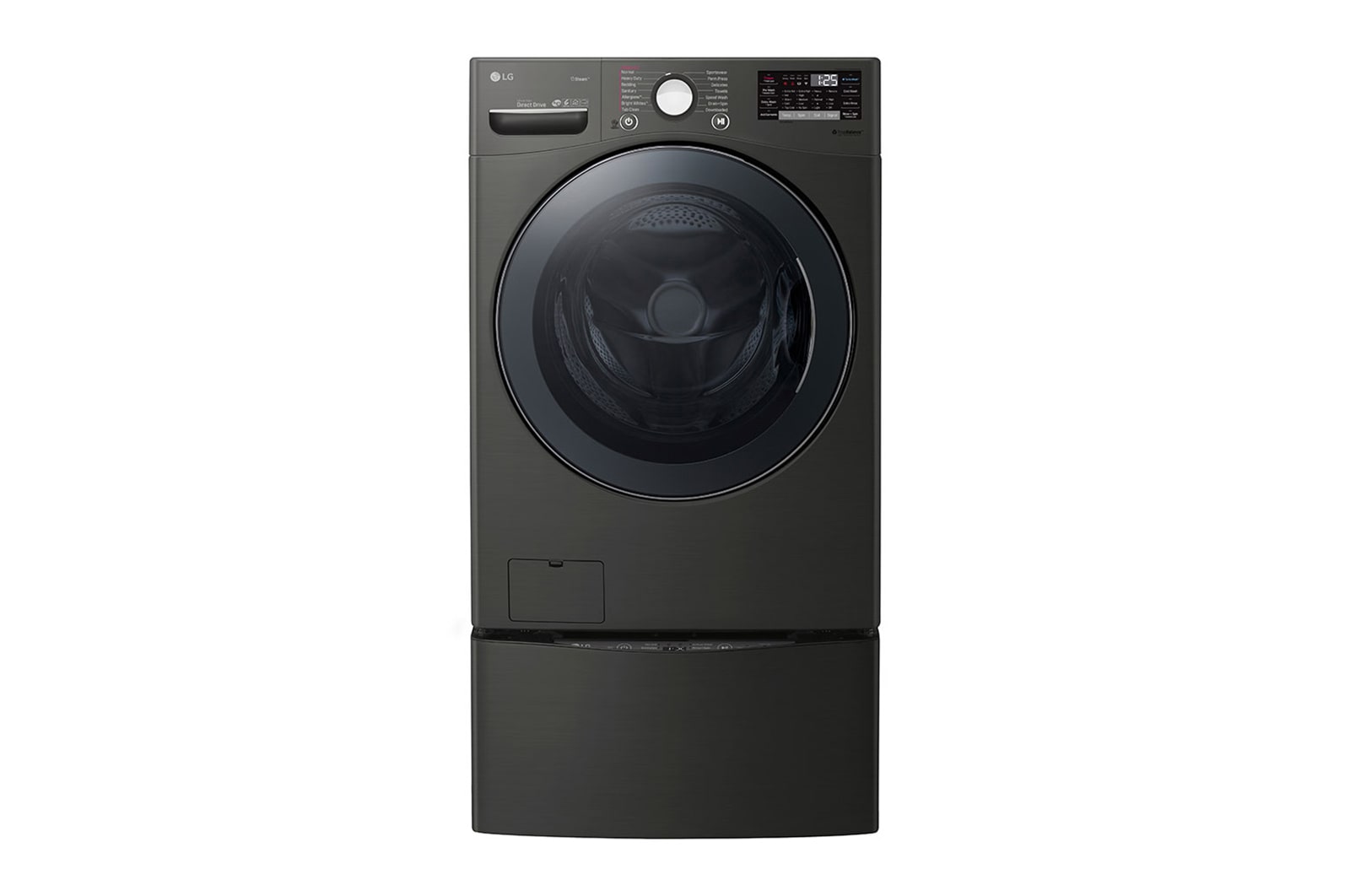 LG 6.3 Total Capacity LG TWINWash™ Bundle with LG Pedestal and Electric Dryer, WM3800HBA_WD100CB_DLEX3900B_WDP4B
