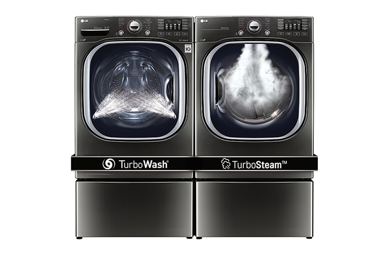 LG 6.3 Total Capacity LG TWINWash™ Bundle with LG Pedestal Washer and Electric Dryer, WM4370HKA_DLEX4370K_WD100CK_WDP4K
