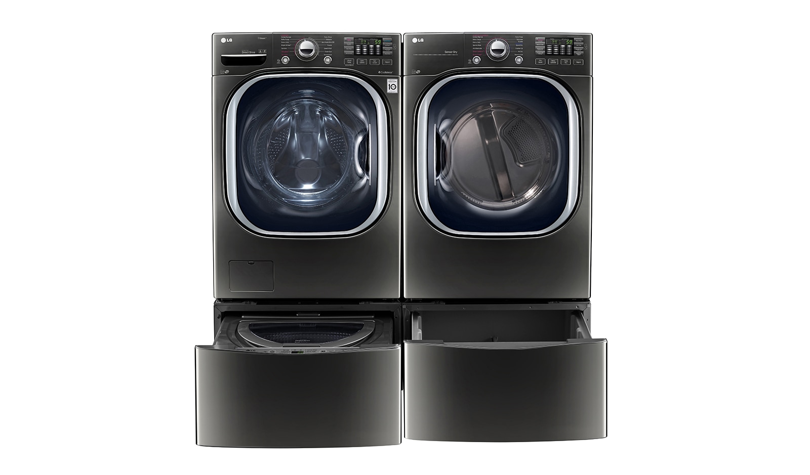 LG 6.3 Total Capacity LG TWINWash™ Bundle with LG Pedestal Washer and Electric Dryer, WM4370HKA_DLEX4370K_WD100CK_WDP4K