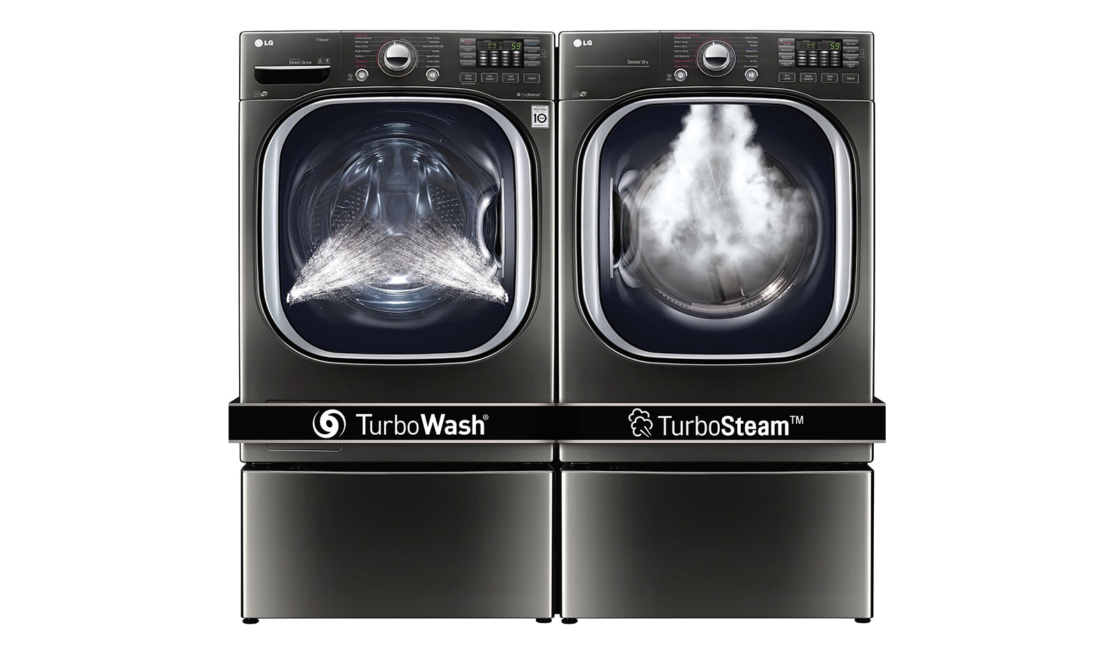 LG 6.3 Total Capacity LG TWINWash™ Bundle with LG Pedestal Washer and Electric Dryer, WM4370HKA_DLEX4370K_WD100CK_WDP4K