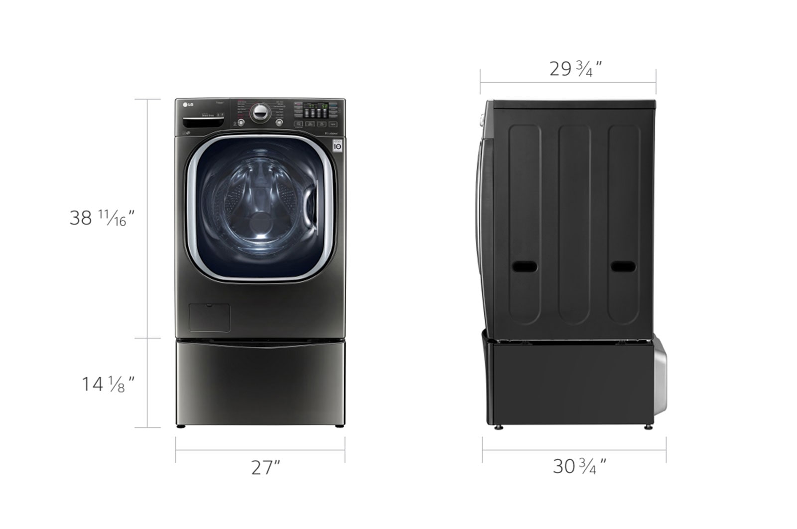 LG 6.3 Total Capacity LG TWINWash™ Bundle with LG Pedestal Washer and Electric Dryer, WM4370HKA_DLEX4370K_WD100CK_WDP4K