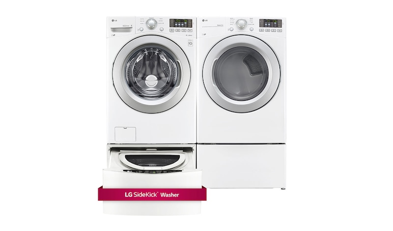 LG 6.3 Total Capacity LG TWINWash™ Bundle with LG SideKick™ and Gas Dryer, WM3270CW_WD100CW_DLG3171W_WDP4W