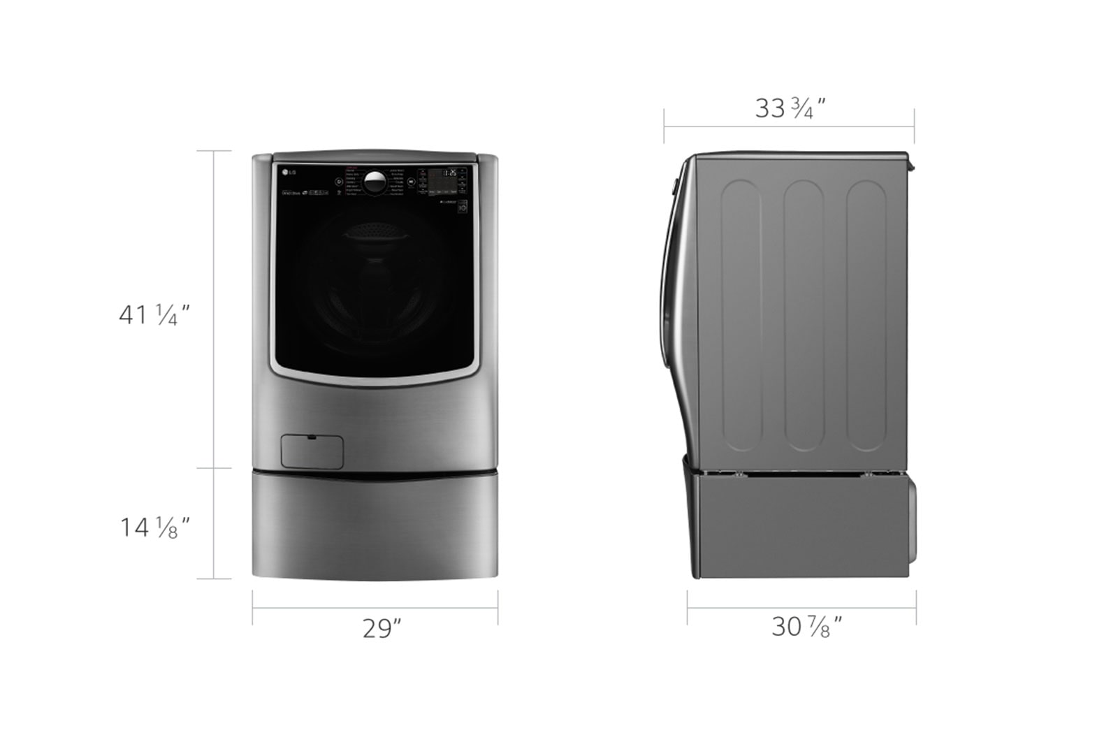 LG 7.1 Total Capacity LG TWINWash™ Bundle with LG Pedestal and Gas Dryer, WM9000HVA_WD200CV_DLGX9001V_WDP5V