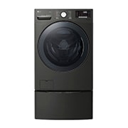 Front view of 6.3 Total Capacity LG TWINWash™ Bundle with LG Pedestal  WM3800HBA_WD100CB