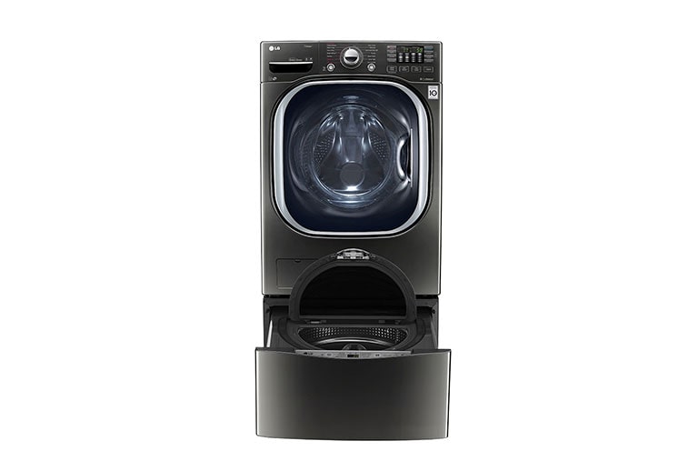 Front view of 6.3 Total Capacity LG TWINWash™ Bundle with LG Pedestal Washer WM4370HKA_WD100CK