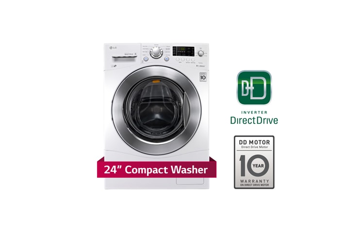 Front view of 24 inch, 2.6 cu.ft. Capacity Compact Size Front Load Washer with 6Motion™ Technology WM1377HW
