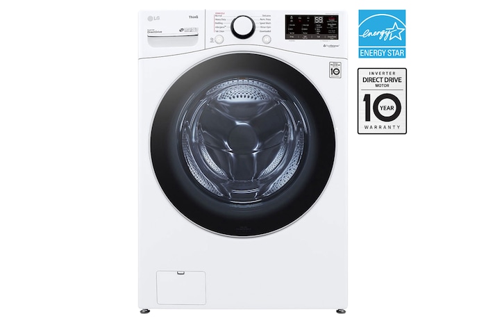 Front view of LG 5.2 cu.ft. Front Load Washer with AI DD®, 6Motion™, WiFi, Steam - WM3600HWA