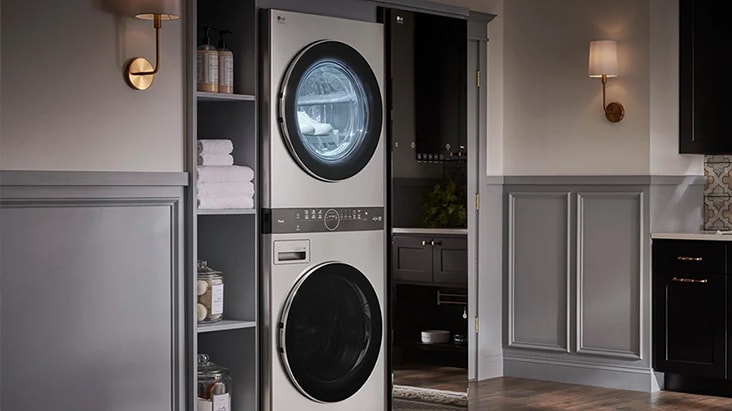 It shows the interior cut of the washing machine